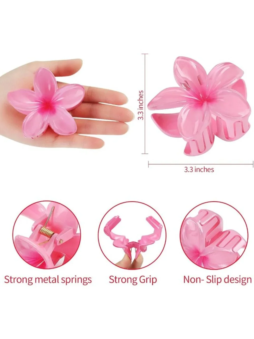 Tropical Flower Hair Clips - 6 Pcs Large Claw Clips for Thick & Thin Hair
